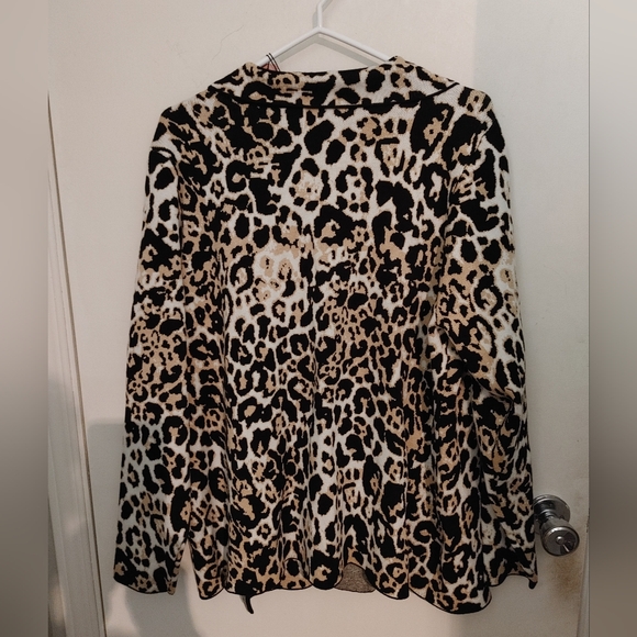 Belldini Leopard Print Moto Zip Front Cardigan Sweater Sz.2X NWT - Picture 5 of 8
